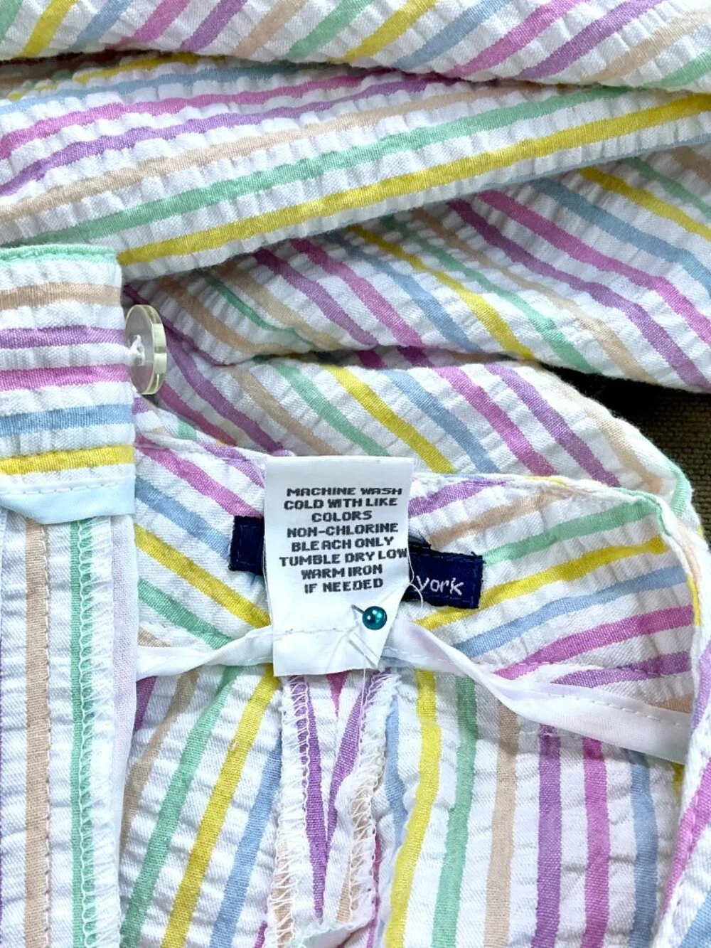 Tailor NY Pastel Stripe Pants Slim Straight Cropped Mid Rise (4) - Picture 7 of 7